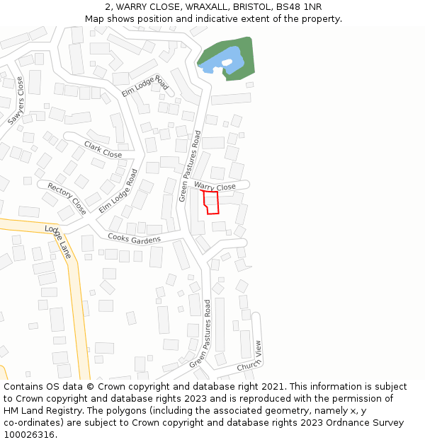 2, WARRY CLOSE, WRAXALL, BRISTOL, BS48 1NR: Location map and indicative extent of plot