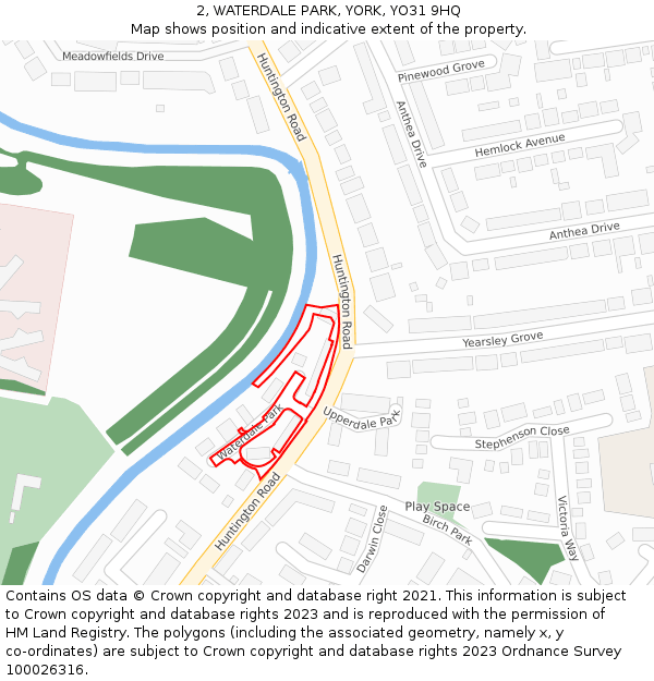 2, WATERDALE PARK, YORK, YO31 9HQ: Location map and indicative extent of plot