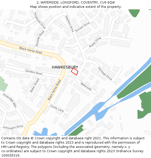 2, WATERSIDE, LONGFORD, COVENTRY, CV6 6QW: Location map and indicative extent of plot