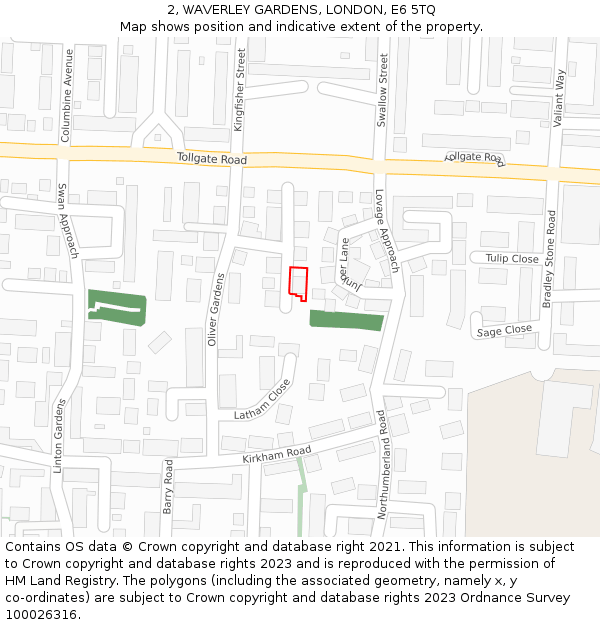 2, WAVERLEY GARDENS, LONDON, E6 5TQ: Location map and indicative extent of plot