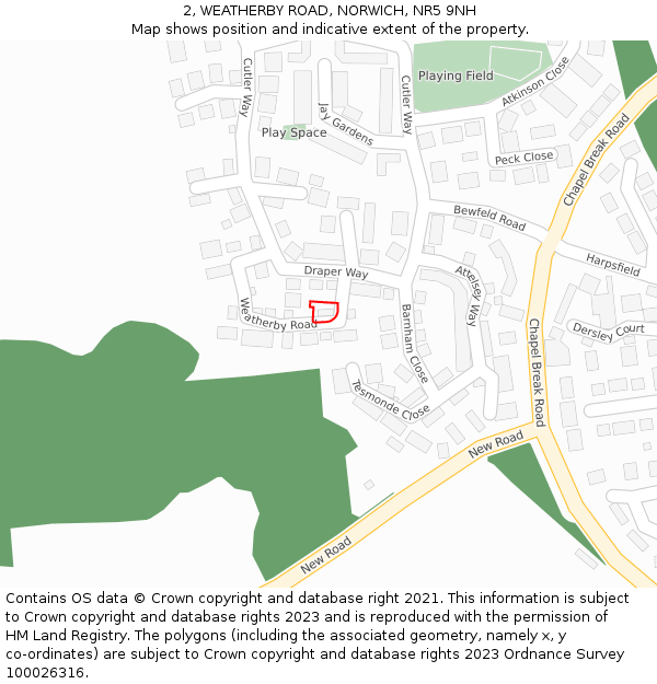 2, WEATHERBY ROAD, NORWICH, NR5 9NH: Location map and indicative extent of plot