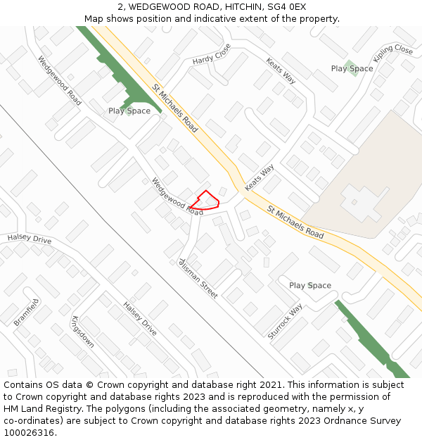 2, WEDGEWOOD ROAD, HITCHIN, SG4 0EX: Location map and indicative extent of plot