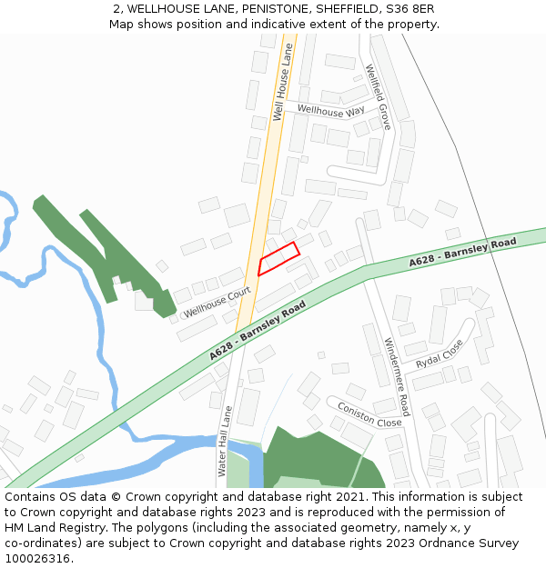 2, WELLHOUSE LANE, PENISTONE, SHEFFIELD, S36 8ER: Location map and indicative extent of plot
