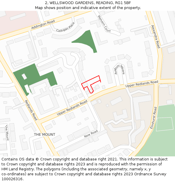 2, WELLSWOOD GARDENS, READING, RG1 5BF: Location map and indicative extent of plot