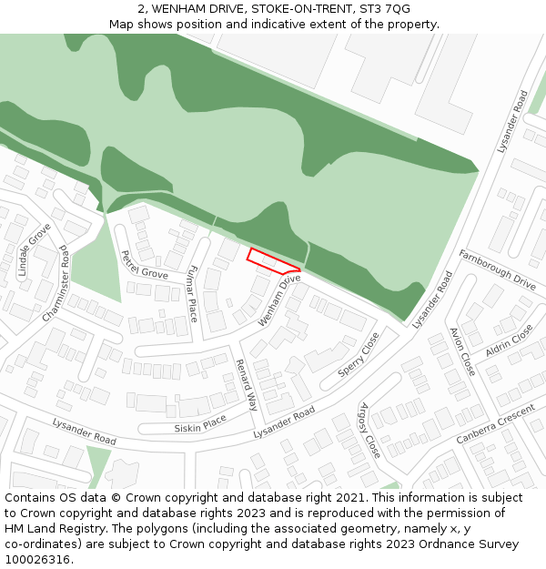 2, WENHAM DRIVE, STOKE-ON-TRENT, ST3 7QG: Location map and indicative extent of plot