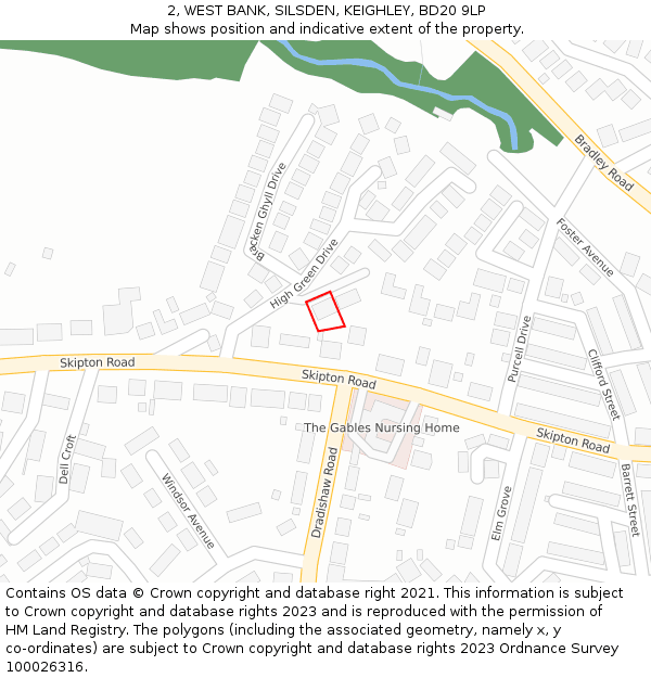 2, WEST BANK, SILSDEN, KEIGHLEY, BD20 9LP: Location map and indicative extent of plot