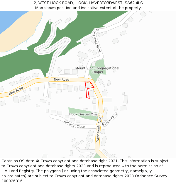 2, WEST HOOK ROAD, HOOK, HAVERFORDWEST, SA62 4LS: Location map and indicative extent of plot