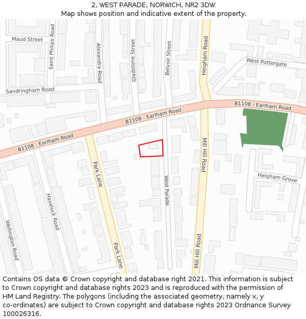 2, WEST PARADE, NORWICH, NR2 3DW: Location map and indicative extent of plot