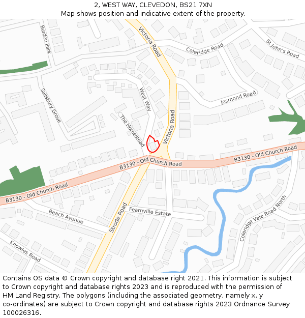 2, WEST WAY, CLEVEDON, BS21 7XN: Location map and indicative extent of plot