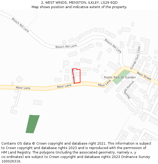 2, WEST WINDS, MENSTON, ILKLEY, LS29 6QD: Location map and indicative extent of plot