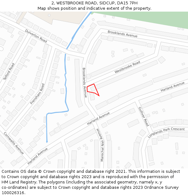 2, WESTBROOKE ROAD, SIDCUP, DA15 7PH: Location map and indicative extent of plot
