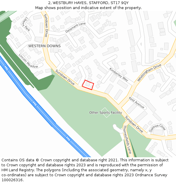 2, WESTBURY HAYES, STAFFORD, ST17 9QY: Location map and indicative extent of plot