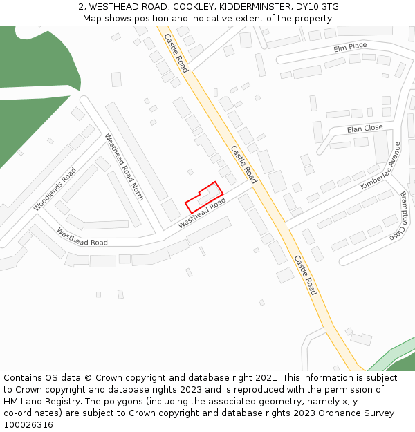 2, WESTHEAD ROAD, COOKLEY, KIDDERMINSTER, DY10 3TG: Location map and indicative extent of plot