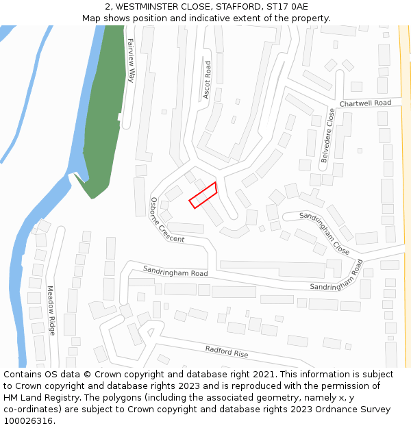 2, WESTMINSTER CLOSE, STAFFORD, ST17 0AE: Location map and indicative extent of plot