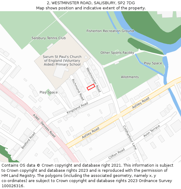 2, WESTMINSTER ROAD, SALISBURY, SP2 7DG: Location map and indicative extent of plot