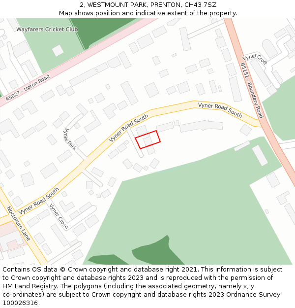 2, WESTMOUNT PARK, PRENTON, CH43 7SZ: Location map and indicative extent of plot