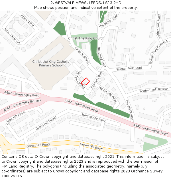 2, WESTVALE MEWS, LEEDS, LS13 2HD: Location map and indicative extent of plot
