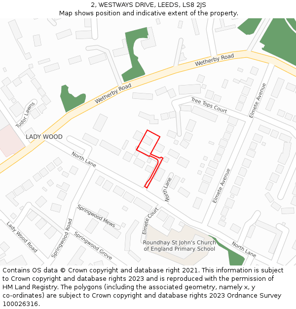 2, WESTWAYS DRIVE, LEEDS, LS8 2JS: Location map and indicative extent of plot