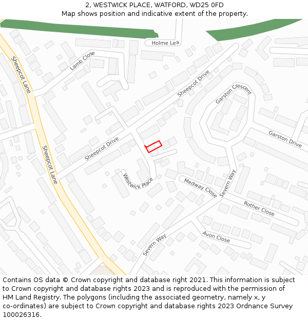 2, WESTWICK PLACE, WATFORD, WD25 0FD: Location map and indicative extent of plot