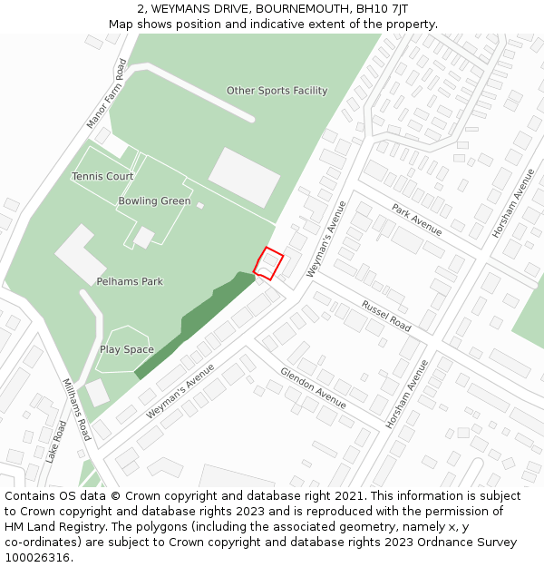 2, WEYMANS DRIVE, BOURNEMOUTH, BH10 7JT: Location map and indicative extent of plot