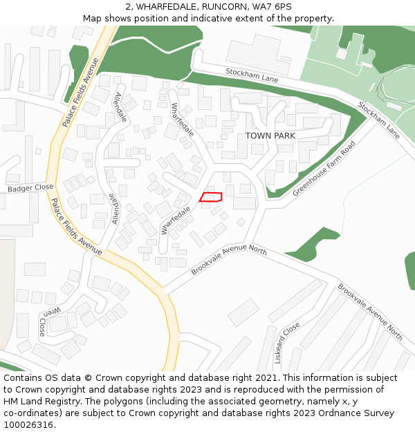2, WHARFEDALE, RUNCORN, WA7 6PS: Location map and indicative extent of plot