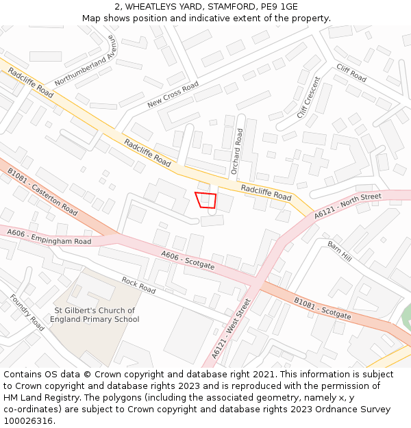 2, WHEATLEYS YARD, STAMFORD, PE9 1GE: Location map and indicative extent of plot