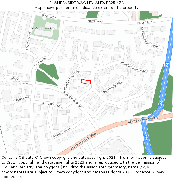 2, WHERNSIDE WAY, LEYLAND, PR25 4ZN: Location map and indicative extent of plot