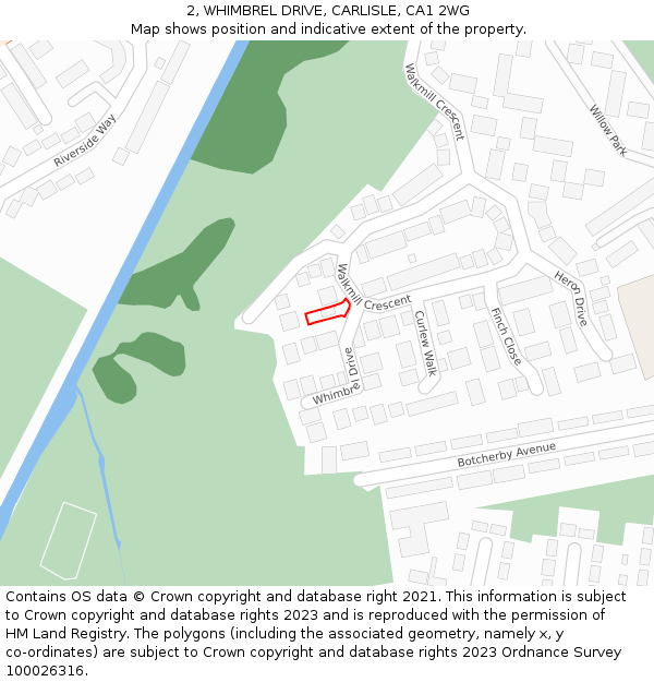 2, WHIMBREL DRIVE, CARLISLE, CA1 2WG: Location map and indicative extent of plot