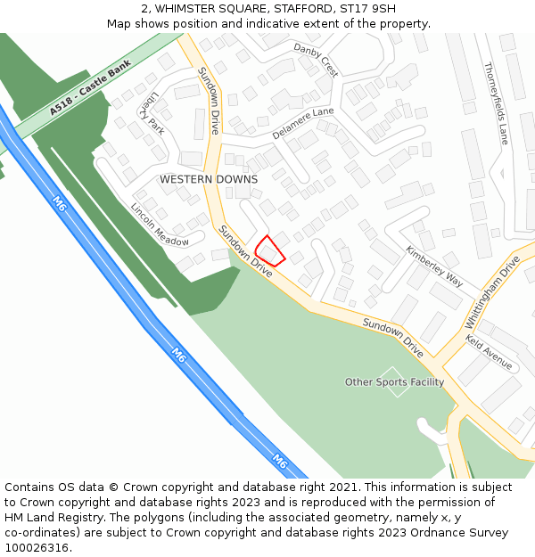2, WHIMSTER SQUARE, STAFFORD, ST17 9SH: Location map and indicative extent of plot