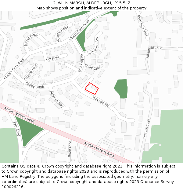 2, WHIN MARSH, ALDEBURGH, IP15 5LZ: Location map and indicative extent of plot