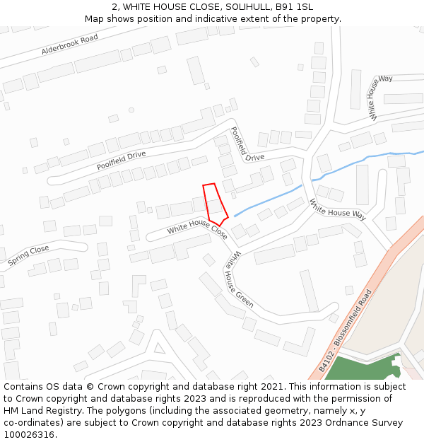 2, WHITE HOUSE CLOSE, SOLIHULL, B91 1SL: Location map and indicative extent of plot
