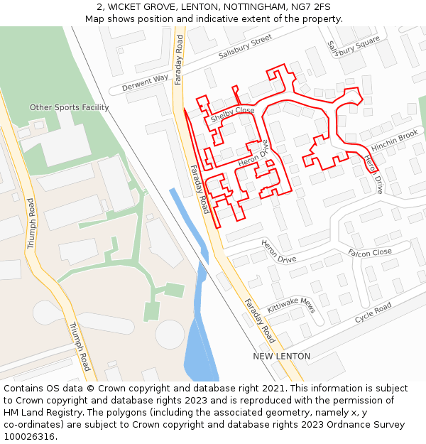 2, WICKET GROVE, LENTON, NOTTINGHAM, NG7 2FS: Location map and indicative extent of plot