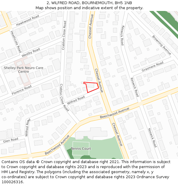 2, WILFRED ROAD, BOURNEMOUTH, BH5 1NB: Location map and indicative extent of plot