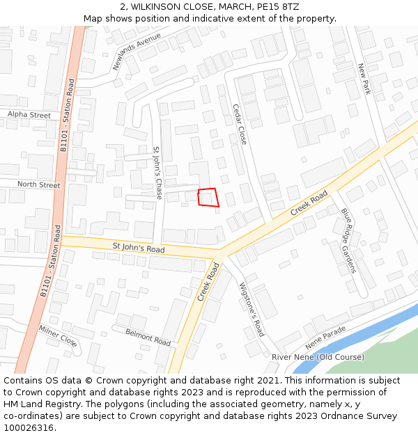 2, WILKINSON CLOSE, MARCH, PE15 8TZ: Location map and indicative extent of plot