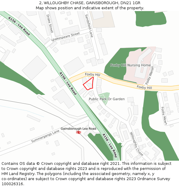 2, WILLOUGHBY CHASE, GAINSBOROUGH, DN21 1GR: Location map and indicative extent of plot