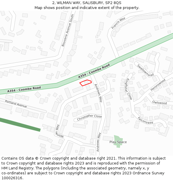 2, WILMAN WAY, SALISBURY, SP2 8QS: Location map and indicative extent of plot