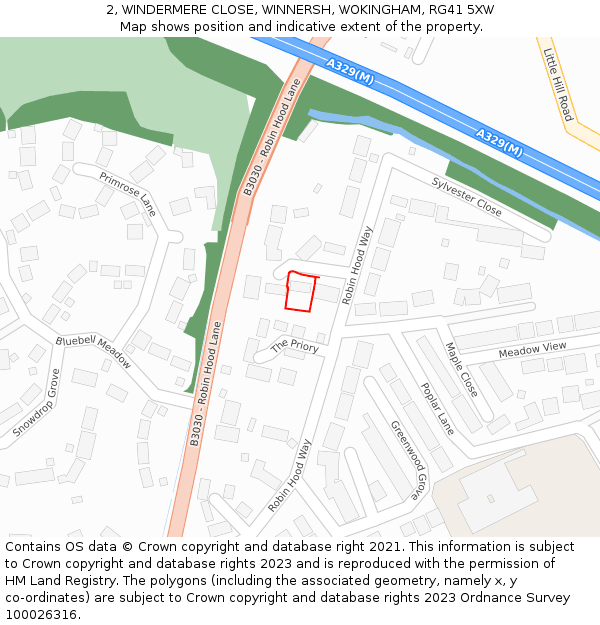 2, WINDERMERE CLOSE, WINNERSH, WOKINGHAM, RG41 5XW: Location map and indicative extent of plot
