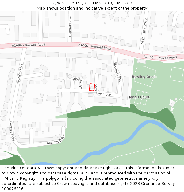 2, WINDLEY TYE, CHELMSFORD, CM1 2GR: Location map and indicative extent of plot
