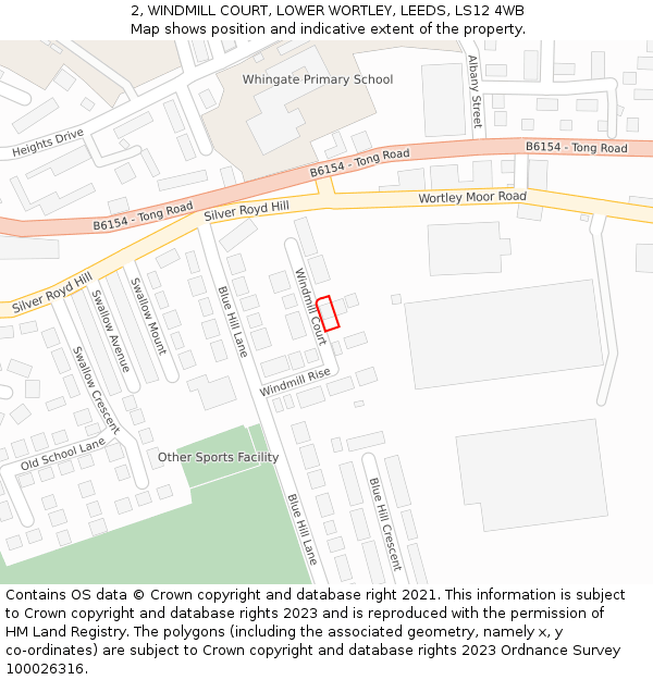 2, WINDMILL COURT, LOWER WORTLEY, LEEDS, LS12 4WB: Location map and indicative extent of plot