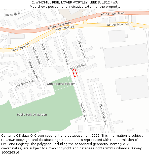 2, WINDMILL RISE, LOWER WORTLEY, LEEDS, LS12 4WA: Location map and indicative extent of plot