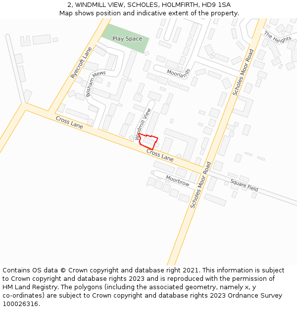 2, WINDMILL VIEW, SCHOLES, HOLMFIRTH, HD9 1SA: Location map and indicative extent of plot
