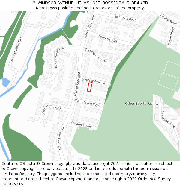 2, WINDSOR AVENUE, HELMSHORE, ROSSENDALE, BB4 4RB: Location map and indicative extent of plot
