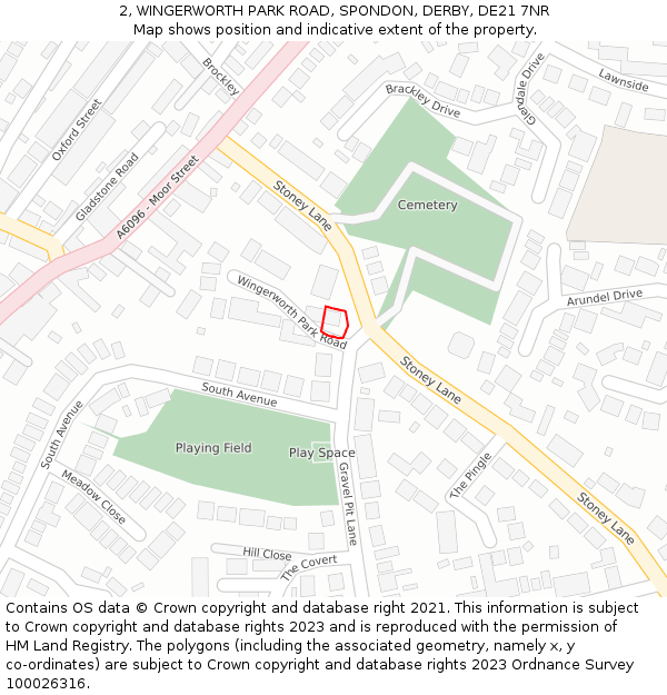 2, WINGERWORTH PARK ROAD, SPONDON, DERBY, DE21 7NR: Location map and indicative extent of plot