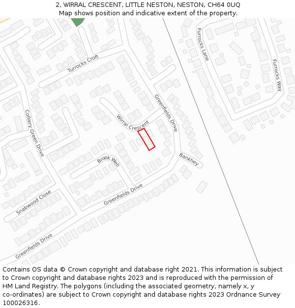 2, WIRRAL CRESCENT, LITTLE NESTON, NESTON, CH64 0UQ: Location map and indicative extent of plot