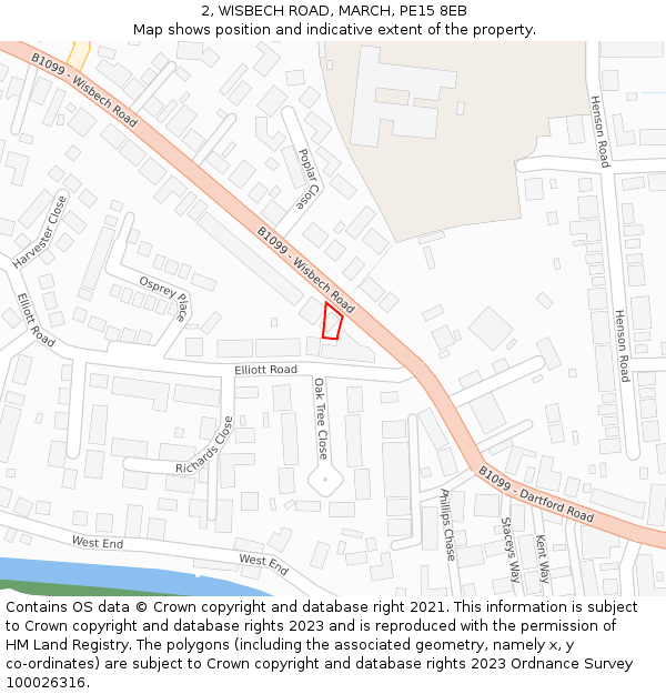 2, WISBECH ROAD, MARCH, PE15 8EB: Location map and indicative extent of plot