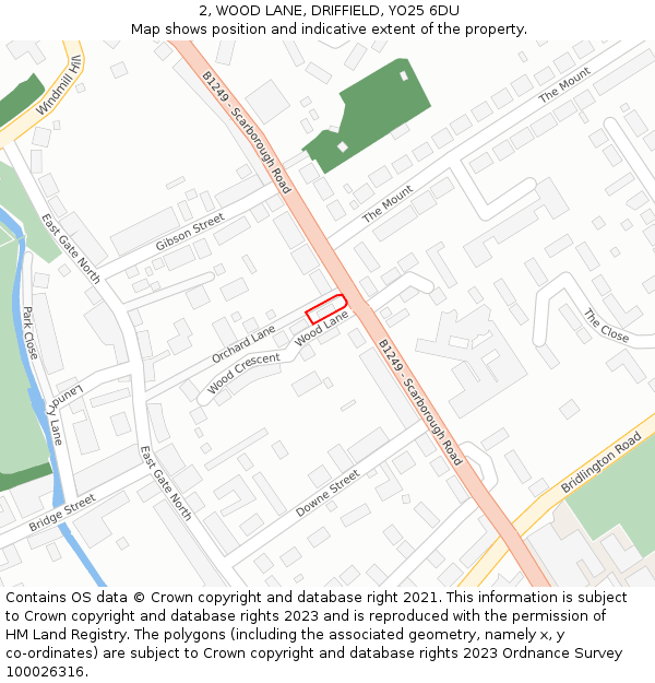 2, WOOD LANE, DRIFFIELD, YO25 6DU: Location map and indicative extent of plot