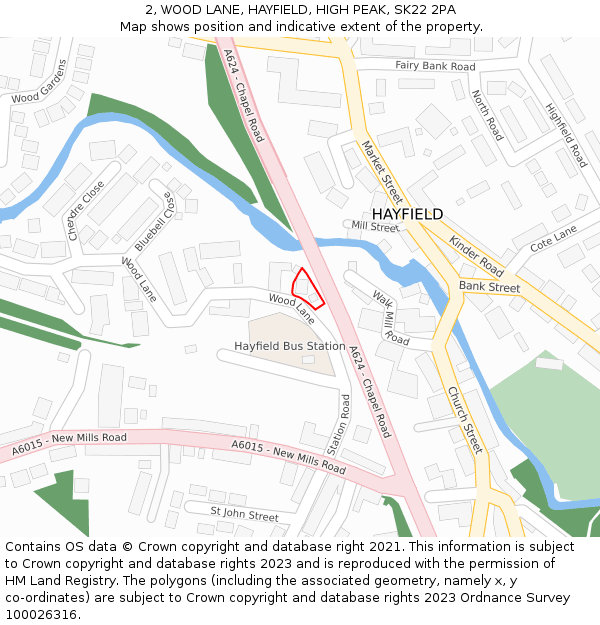 2, WOOD LANE, HAYFIELD, HIGH PEAK, SK22 2PA: Location map and indicative extent of plot