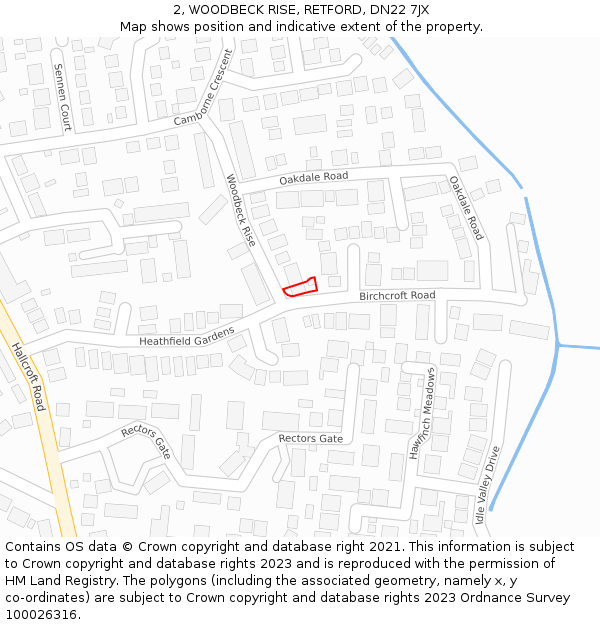 2, WOODBECK RISE, RETFORD, DN22 7JX: Location map and indicative extent of plot