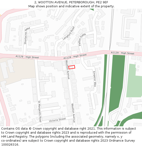 2, WOOTTON AVENUE, PETERBOROUGH, PE2 9EF: Location map and indicative extent of plot
