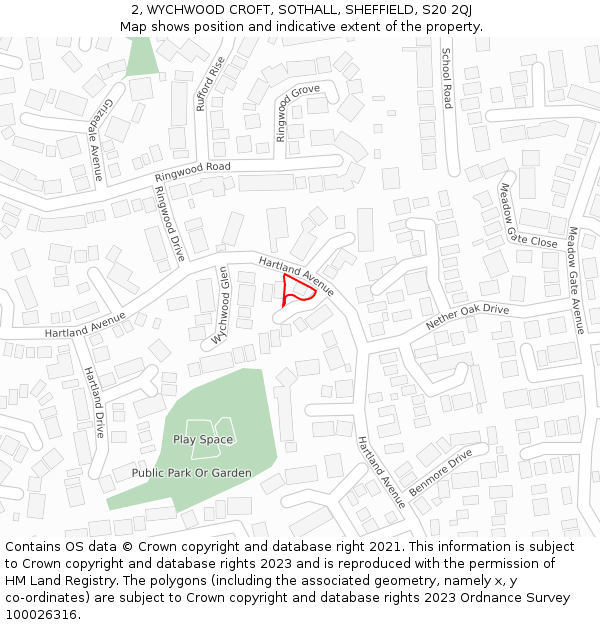 2, WYCHWOOD CROFT, SOTHALL, SHEFFIELD, S20 2QJ: Location map and indicative extent of plot